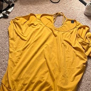 mustard yellow shirt with tie in back from shein
